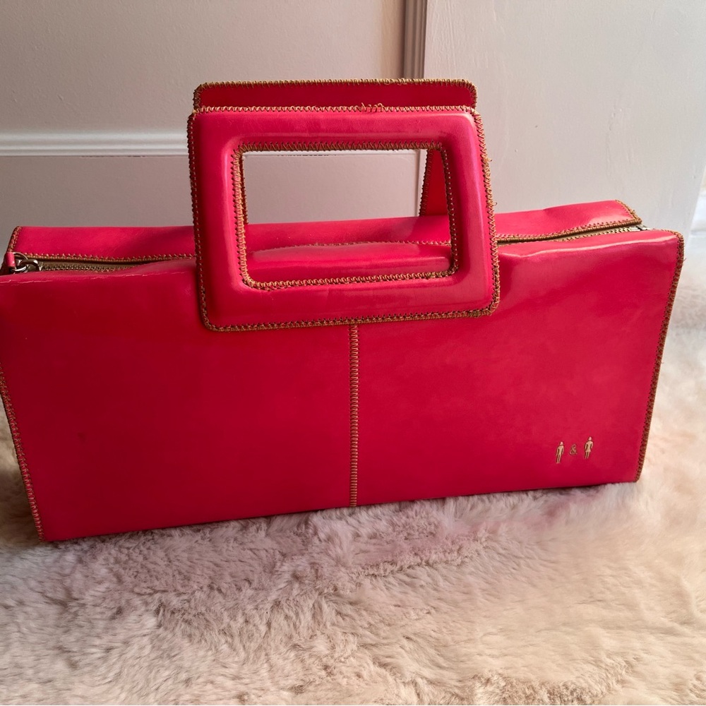 Bright Pink Vegan Leather Handbag with Top Handle